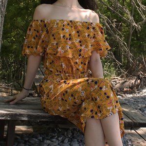 Yellow Flower Print Dress